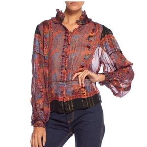 1970s Vintage The Silk Farm sheer silk button front blouse size 6